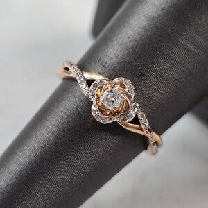 Womens Vintage Estate 10K Rose Gold Diamond Ring 2.5g E3972